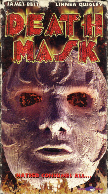 Death Mask VHS cover art. Movie starring James Best, Linnea Quigley. With John Nutten, Brigitte Hill, Lorilyn Alexander. Directed by Steve Latshaw. 1998.