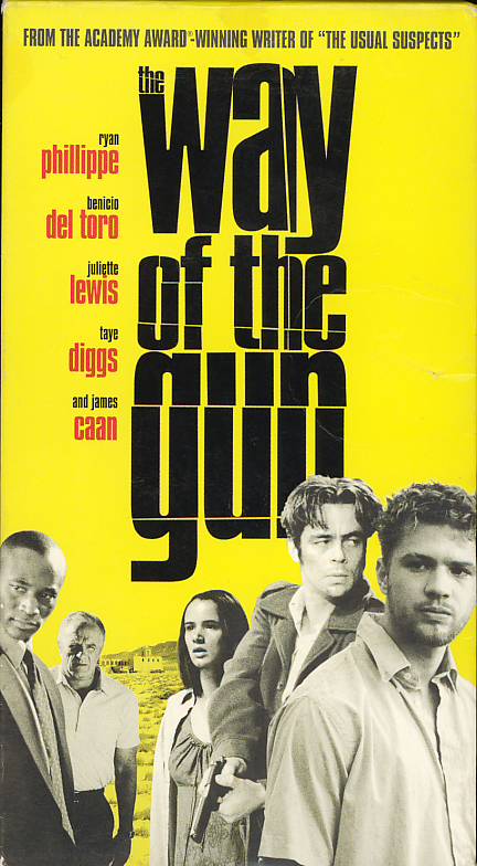 The Way of the Gun VHS cover art. Movie starring Ryan Phillippe, Benicio Del Toro, Juliette Lewis. With Taye Diggs, James Caan, Sarah Silverman. Written and directed by Christopher McQuarrie. 2000.