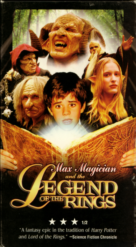 Max Magician and the Legend of the Rings VHS cover art. Movie starring Timothy Stultz, Ken Mitzkovitz, Erika Ann, Steven Barry Prince. Directed by Kevin Summerfield. 2002.
