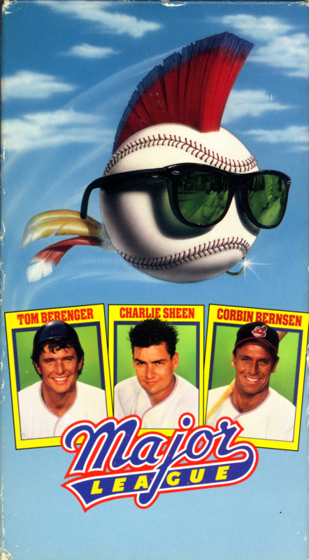 Major League VHS cover art. Comedy sport movie starring Tom Berenger, Charlie Sheen, Corbin Bernsen. With Margaret Whitton, James Gammon, Rene Russo, Bob Uecker, Wesley Snipes, Charles Cyphers, Chelcie Ross, Dennis Haysbert. Directed by David S. Ward. 1989.