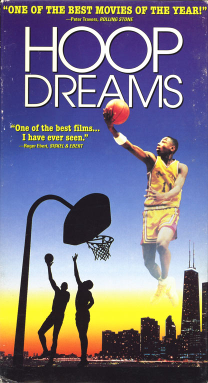 Hoop Dreams on VHS. Sports documentary movie starring William Gates, Arthur Agee. Directed by Steve James. 1994.
