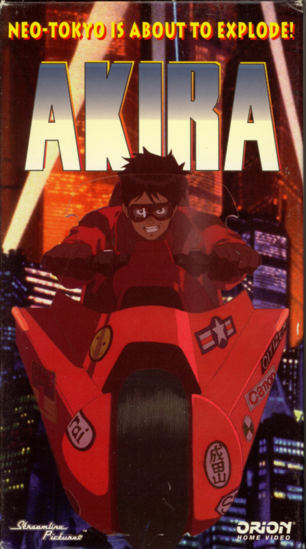 Akira on VHS. Starring Nozomu Sasaki, Mami Koyama, Mitsuo Iwata. Directed by Katsuhiro Otomo. 1988.