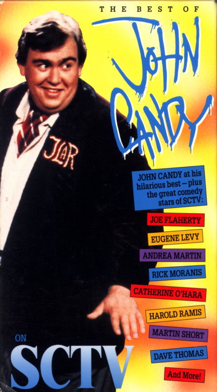 The Best of John Candy on SCTV on VHS. Starring John Candy. With Joe Flaherty, Eugene Levy, Andrea Martin, Rick Moranis, Catherine O'Hara, Harold Ramis, Dave Thomas. VHS collection from 1992.