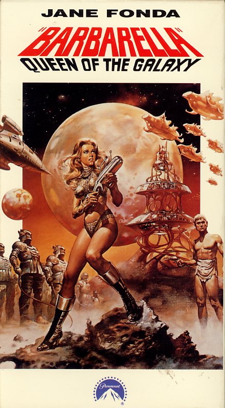 Barbarella, Queen of the Galaxy on VHS. Movie starring Jane Fonda, John Phillip Law, Anita Pallenberg, Milo O'Shea. With Marcel Marceau, Claude Dauphin. Directed by Roger Vadim. 1968.