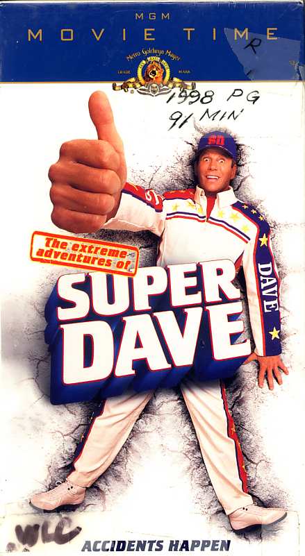 The Extreme Adventures Of Super Dave on VHS. Starring Bob Einstein, Dan Hedaya, Gia Carides. Directed by Peter MacDonald. 2000.