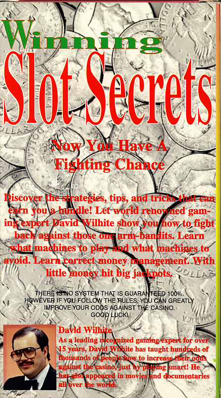 Winning Slot Secrets on VHS. Back cover. Starring David Wilhite. 1988.